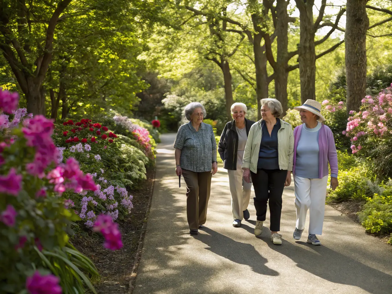 A group of seniors on a day trip to a local museum or historical site, showcasing cultural enrichment and exploration.